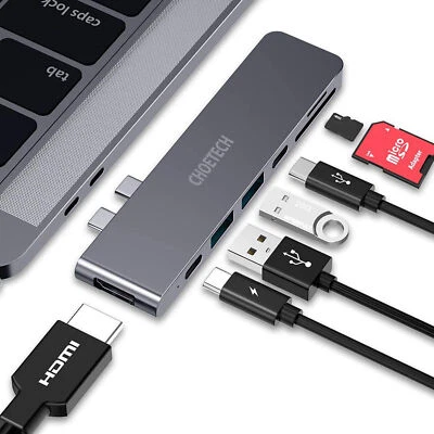 For MacBook Pro /Air Thunderbolt 3 7in1 USB 3.0 Type-C Port USB C Hub Adapter