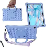 [Jarttarn] Case Compatible with Samsung Galaxy Tab A9 Plus/ A9+ Tablet 11 Inch 2023 Kids Soft Silicon 360 Rotating Ring Stand Cover with Should Strap and Pen (Purple)
