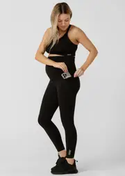 [Lorna Jane] LJ Maternity Phone Pocket Ankle Biter Leggings in Black, Size - XS XS Black