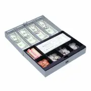 Combination Lock Cash Box, Steel, 11-1/2 x 7-3/4 x 3-1/4 Inches, Gray (SPR15508)