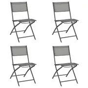 Folding Outdoor Chairs 4 pcs Grey Steel and Textilene vidaXL