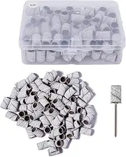100Pcs Sanding Bands with Nail Drill Bits Set with Box, Nail Drill Sanding Tape, Nail Art Sanding Tape with 1pcs 3/32 inch Nail Drill Bit (#150)