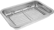 BEBEMOKO 1 Set Sheet Drain Pan Rack Trays for Baking Pans Fried Oil Drain Plates Small Cookies Kitchen Gadget Drain Oil Plate Baking Tray Silver Stainless Steel