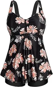 [Aqua Eve] Women Two Piece Plus Size Tankini Swimsuit with Shorts Tummy Control Bathing Suit Flowy Swimwear