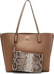 [Anne Klein] Large AK Turn Lock Tote, Truffle, Truffle