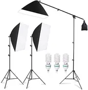 MSKIRA 3X135W Continuous Softbox Lighting kit Professional Photography Studio Equipment with 5500K 3X E27 Socket Bulb Lamp Photo Studio Soft Box Light Kit for Portrait Product Fashion Shooting