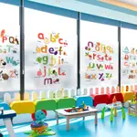 磨砂玻璃貼紙培訓班教室佈置卡通圖案窗戶裝飾靜電貼膜英文早教貼