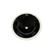 Ladle Shaped Undermount Bathroom Vanity Sink, 17-1/2" Diameter Black Porcelain