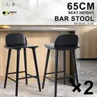 2X Wooden Bar Stool Counter Kitchen Barstool Dining Chair Ash Wood ELISE 65cm BK