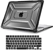 MOSISO Compatible with MacBook Air 13 inch Case 2025-2022 M4 A3240 M3 A3113 M2 A2681, Heavy Duty Plastic Hard Shell Cover with TPU Bumper&Keyboard Cover for MacBook Air 13.6 inch Case, Black