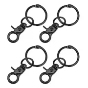Swivel Clasps Lanyard Snap HookS 44mm 4Pcs Carbon Steel Lobster with Ring Black