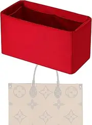 XYJG Purse Handbag Silky Organizer Insert Keep Bag Shape Fits LV Onthego PM/MM/GM bags, Luxury Handbag Tote Lightweight Sturdy(Rouge moyen, Onthego MM)