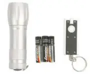 RAYZ 9 LED FLASHLIGHT W BONUS LED KEY RING + FREE ENERGIZER AAA BATTERIES