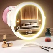 15X/1X Wall Mounted Magnifying Makeup Mirror with Power Suction Cup,
