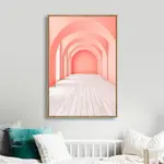 北歐粉紅走廊建筑簡約裝飾畫客廳臥室床頭創意掛畫酒店玄關壁畫