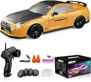 Desdoni RC Drift Car 2.4GHz 1:24 Scale 4WD High Speed Remote Control Cars Vehicle with LED Lights Batteries and Drifting Tires Racing Sport Toy for Adults Boys Girls Kids Gift B-yellow