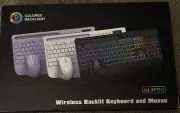 Wireless Keyboard and Mouse Combo, 9 Backlit Effects, Wrist Rest, Phone Holder