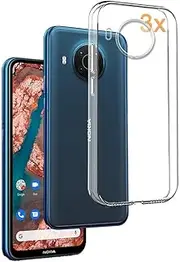 [REY] Pack of 3 Transparent Silicone TPU Cases for Nokia X10 - Nokia X20, Mobile Phone Case Premium Scratch-Resistant TPU Transparent Protective Case, Ultra Thin 0.33 mm