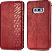 Roar Mobile Phone Case for Samsung Galaxy S10e, Premium Book Case, Flip Case with Magnetic Card Slot, Stand Function, Red