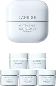 [1 + 5] Water Bank Blue Hyaluronic Gel Cream Full Size 50ml with Gel Cream 10ml x 5EA Travel Size Set for Sensitve Skin. Korean Promotion Set for Laneige. (Total 100ml)
