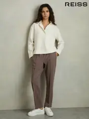 Reiss Mink Neutral Lucia Elasticated-Waistband Tapered Trousers (AU6654) | $265