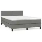LED Lights Fabric Bed Frame with Mattress Spring Box Set Dark Grey Size Queen
