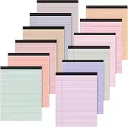 Lincia 12 Pcs Colored Legal Pad Writing Pads 8.5 x 11 Inch Wide Ruled 50 Sheets Per Notepad Micro Perforated Writing Pad for School, College, Office, Business (Pastel Colors)