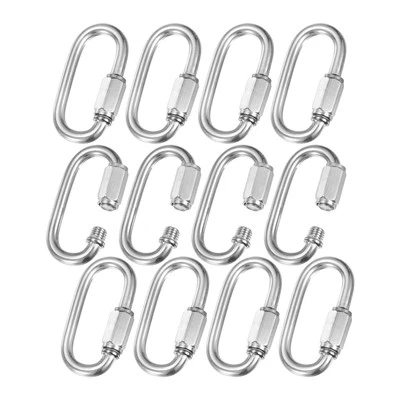 12-Pack Quick Chain Link Connector, M6 304 Stainless Steel Locking Repair Links