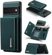 [Yidai-Silu] Google Pixel 6 Pro PU Leather Case 【2in1 Design, Kickstand Function】 Detachable Magnetic Wallet Card Holder Case TPU Shockproof Back Cover for Google Pixel 6 Pro - Green