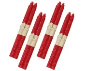 GEERTOP 4 Pairs Pure Beeswax Candles Smokeless Dripless Wax Candles for Home Gift Ideas Ornament-WineRed