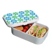 Lunch Box Food Container Snack Picnic Authentic Wood Strap Cutlery Snowflakes