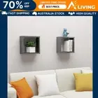 Wall Cube Shelves 2 pcs High Gloss Grey Storage Display Units Home Decor 3 07022