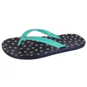 NEW Crocs Womens Chawaii Graphic Flip Flops Island Green Nautical Navy US 5 UK 3