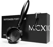 [MICXNIC] 54mm Bottomless Portafilter with Mini Charm, Titanium PVD Coating 54mm Portafilter for Sage Breville 8 Series Barista Coffee Machine, Stainless Steel Filter Basket, Matte Black Handle