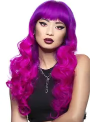 Manic Panic Siren Long Purple Ombre Womens Curly Costume Wig
