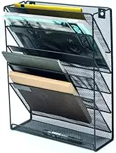 Wall Mount 6 Pocket Hanging File Sorter Organizer Folder Holder Rack Storage - Steel Mesh with Protective Film