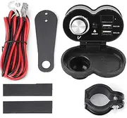 12V Motorcycle Cigarette Lighter Dual USB Waterproof Handlebar Mount Red Allows Voltage Display Keeps You Informed About Voltage State Dual USB Ports Charge Mobile Phones Cameras (Black)