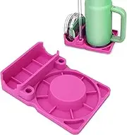 Bottle Drying Rack for Stanley Cup, Silicone Cup Drainer Rack with Lid and Straw Holder, Non Slip Water Bottle Drying Rack Cup Stand for Water Bottle, Tumblers, Cups, Mugs (Rose)