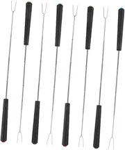 Mobestech 8pcs Extendable Metal Barbecue Skewers Set with Ergonomic Handles for Rotation for Camping BBQ and Grill Cooking Tools