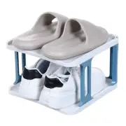 2-Tier Shoe Rack, Stackable Shoe Storage Organizer Shoe Stand Rack (Blue)