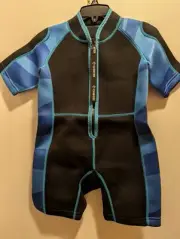 Chriffer Kids Small Black Short Neoprene 2mm Wetsuit Full Zip NWT