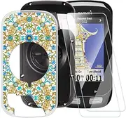 ESACMOT Kaleidoscope Pattern Case Compatible with Garmin Edge 1000 + [2 Pack] Screen Protector Tempered Glass, Shockproof Case Cover for Garmin Approach G8 (3 inches)