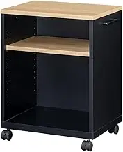 Shirai Sangyo OBK-6045WBK Side Wagon Rack, Width 17.7 inches (45 cm), Height 23.6 inches (60 cm), Black, Solid Color, with Casters, Office, Storage, with Top Plates, Office Furniture, Office