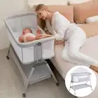 Bassinet with Mattres,Bassinet Co Sleeper 3-in-1 Bedside Bassinets Adjust Height