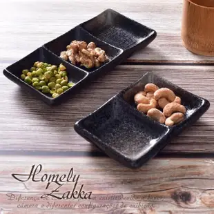 【Homely Zakka】日式創意復古浮雕條紋陶瓷調味碟/醬料碟_三格(飯碗 湯碗 餐具 餐碗 盤子 器皿)