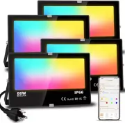 LED Flood Light Outdoor 800W Equivalent 8000LM Smart RGB Landscape Lighting with