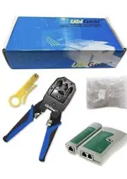 UbiGear® Network Tester +Crimp Crimper + 100 RJ45 CAT5e Connector Plug Tool Kits