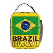 c155 Brazil National Flag Lunch Bags Insulated Lunch Tote Portable Bento Box Leakproof Picnic Bags for Woman Work Children School k155