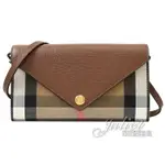 【茱麗葉精品】BURBERRY 8073158 HANNAH 信封式格紋多卡斜背包.咖邊 現貨在台