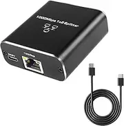 Aluminum Alloy Ethernet Splitter 1000Mbps High Speed 1 to 2 RJ45 Internet Splitter with USB Power Cable